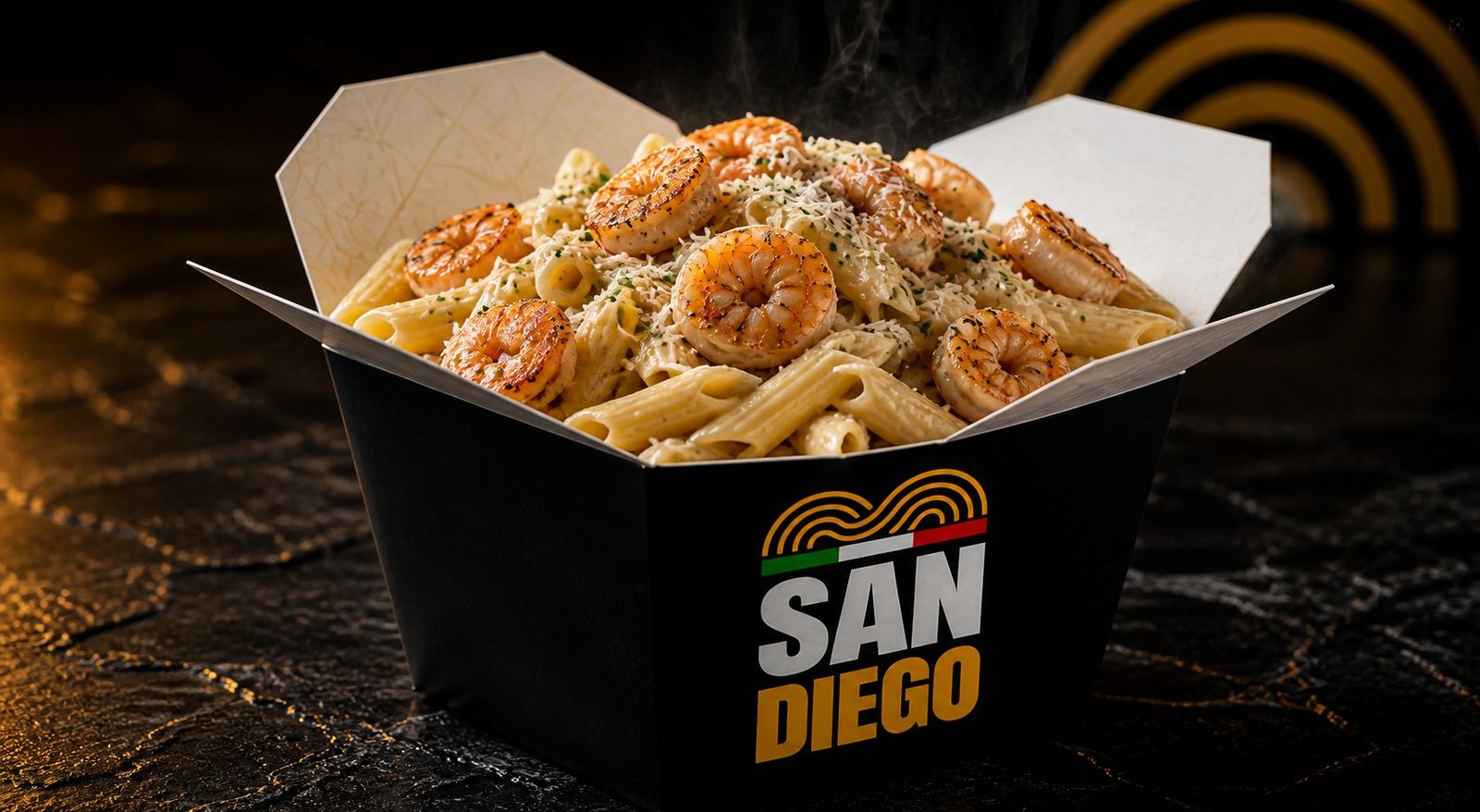 Penne Alfredo com Camarão